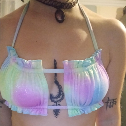 Swimwear top used, square, multicolor with nice bust