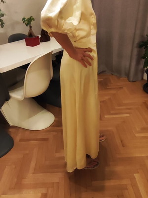 Zara Satin Butter Maxi Dress Like New, Yellow, Size XS