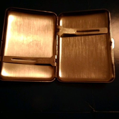 Retro inox cigarette case used with engraved eagle and motor cycles motto
