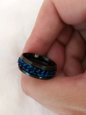 4 Ever men's ring like new, black and blue