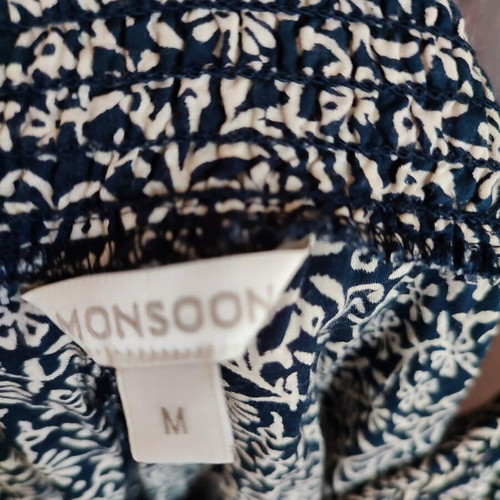Monsoon ethnic dress beige blue embroidered with sequins like new