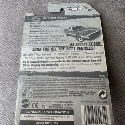 Hot Wheels 1969 Shelby GT-500 2011 like new