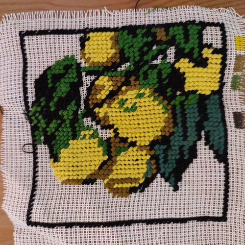 Vintage cross stitch embroidery set of 3 handmade pieces