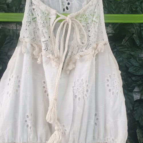 Boho dress like new, airy, sizes S - M, white and beige