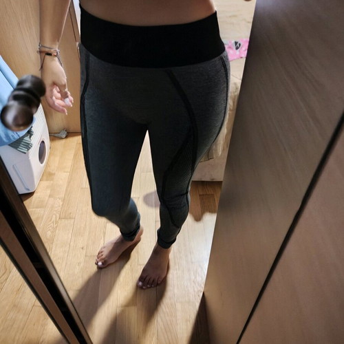 Leggings elastic thin fabric, fits S-M, like new, grey