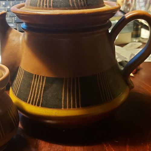 Clay handmade tea set new, 1970s, Skyrian style