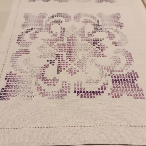 Embroidery set of 3 handmade cross-stitch and ajour pieces