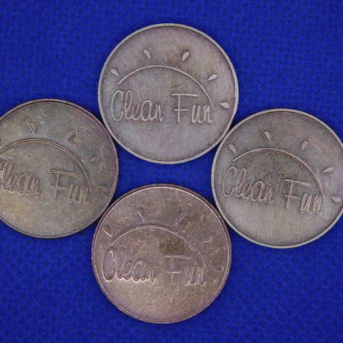 Clean Fun car wash tokens set of 4, Germany 1980-90