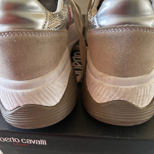 Roberto Cavalli women's sneakers like new silver with fuchsia detail