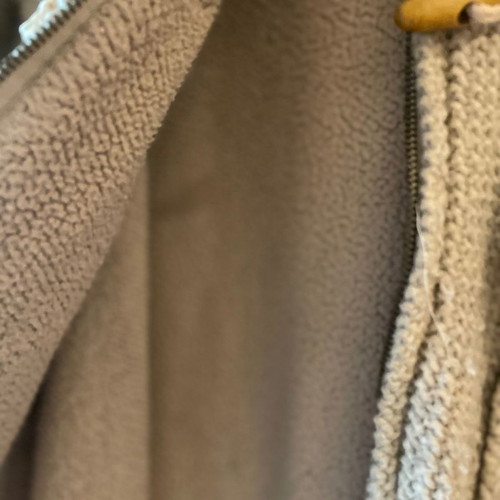Bershka knitted cardigan with fleece lining and hood, size S, beige