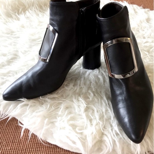 Brunate leather handmade ankle boots size 36.5 with silver buckle