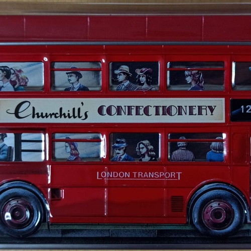 Metal British Double-Decker Bus Coin Bank like new