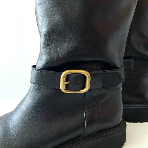 Zara black riding boots size 38 like new with gold buckle