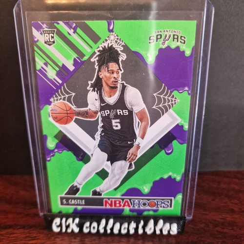 2024-25 NBA Haunted Hoops Spurs Stephon Castle Slime Tribute RC card
