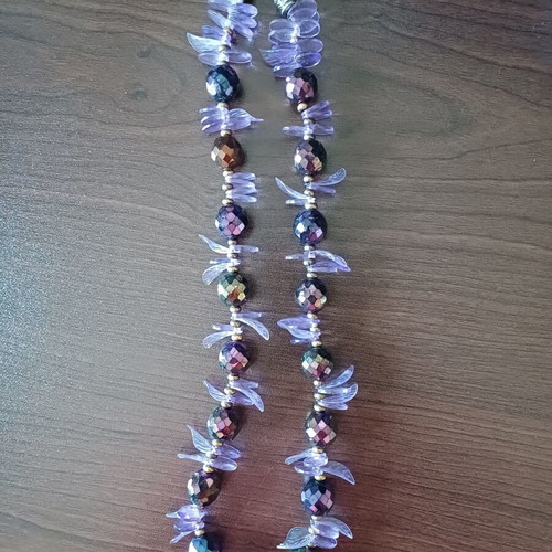 Medium-length necklace used, purple stones in two shapes