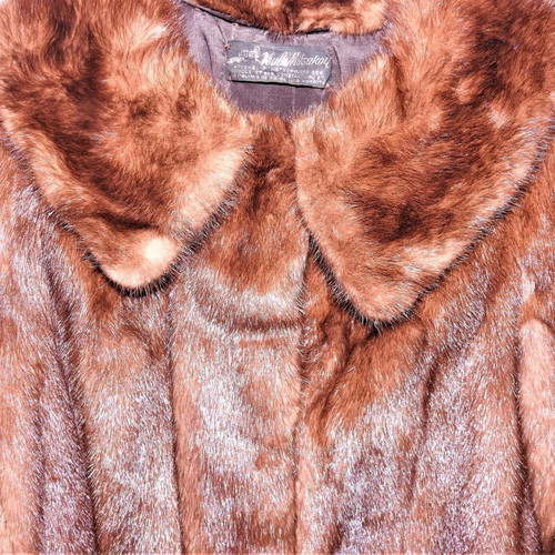 Mink fur used short brownish red, size S