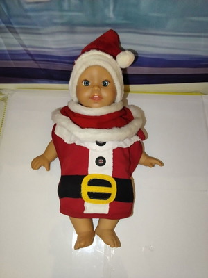Vintage Baby Doll Mattel Fisher-Price 2001 34cm with Christmas Clothes used