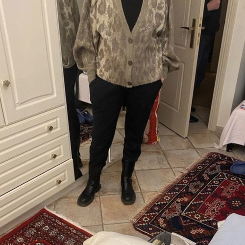Zara wool cardigan tiger print like new brown