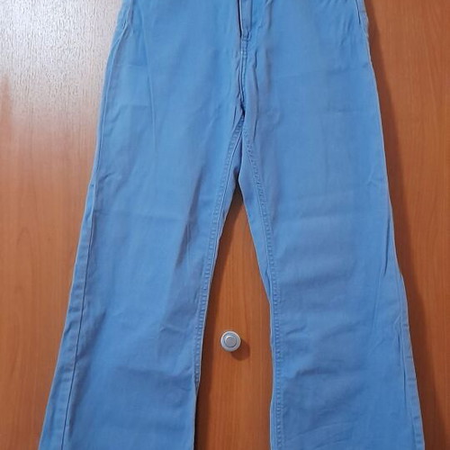Terranova women's high-waisted blue jeans used, flare with frayed hem