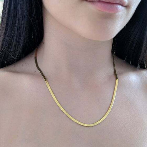 Necklace with stainless steel snake chain new, gold color