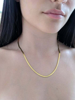 Necklace with stainless steel snake chain new, gold color