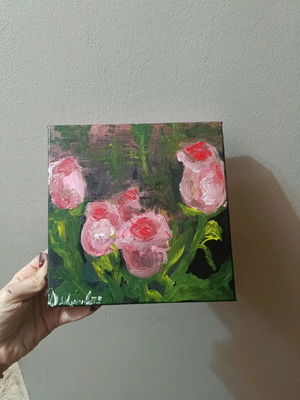 Canvas with flowers new, handmade 20×20 cm