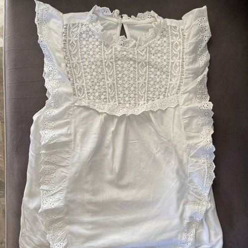 Blouse with lace like new, size L, white