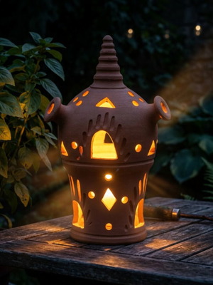 Handmade Terracotta Lantern vintage candle holder and decoration
