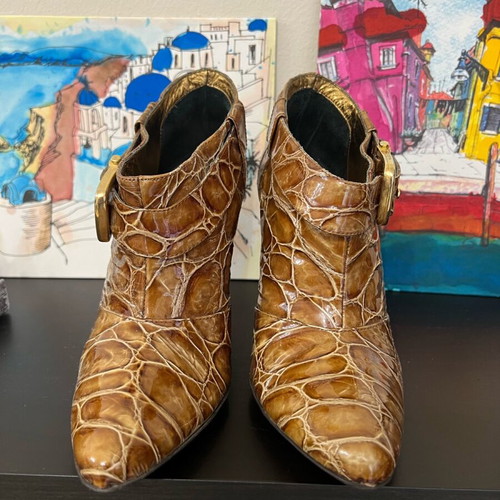 Uncle boots women's patent leather with crocodile pattern Donna di Gio like new, size 37
