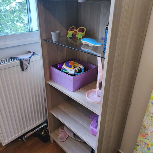 Besta IKEA furniture with two shelves, glass shelf and lighting, like new