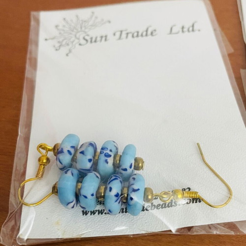 Set of 3 boho handmade earrings new, Ghana