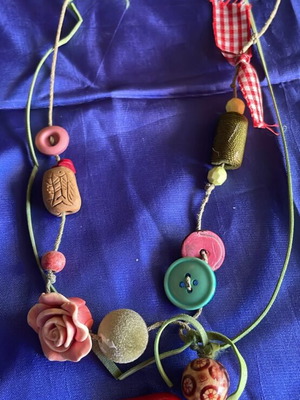 Handmade necklace with colorful decorative beads