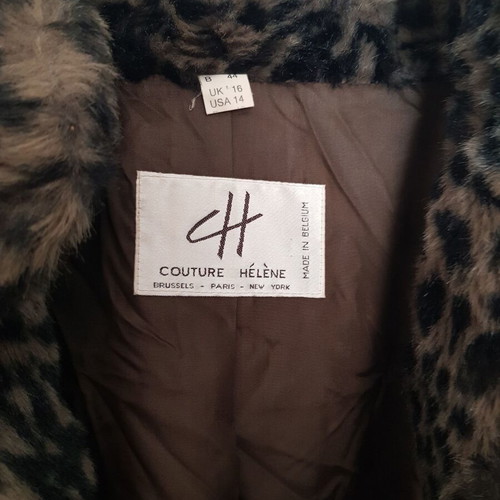 Couture Hélène faux fur coat, black and grey