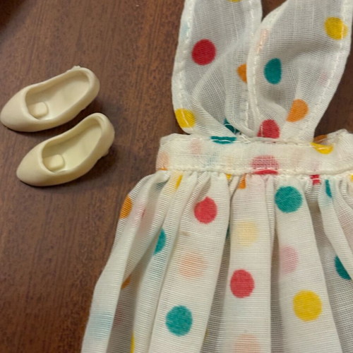 BIBI-BO Polka Dot Dress with Ribbon and White Shoes Used