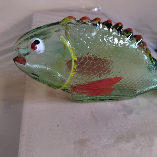 Vintage glass fish bottle like new, 1960s-1970s decorative piece