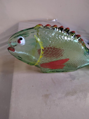 Vintage glass fish bottle like new, 1960s-1970s decorative piece