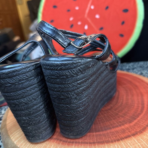 Black Platform Sandals used, size 37, ankle strap