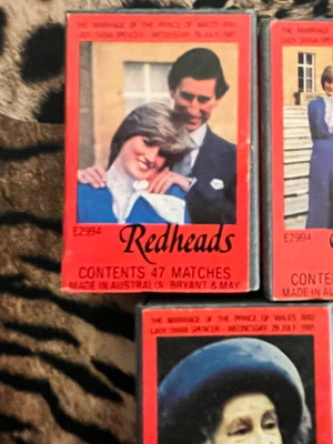 Vintage Redheads 1981 Royal Wedding match collection like new