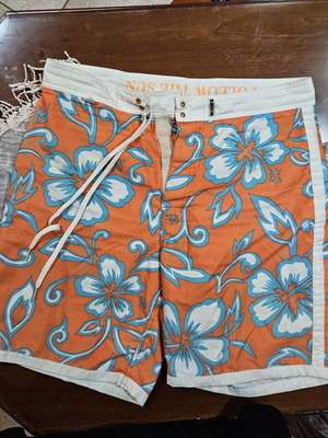 Sundek swim shorts medium, like new, colorful blue and orange