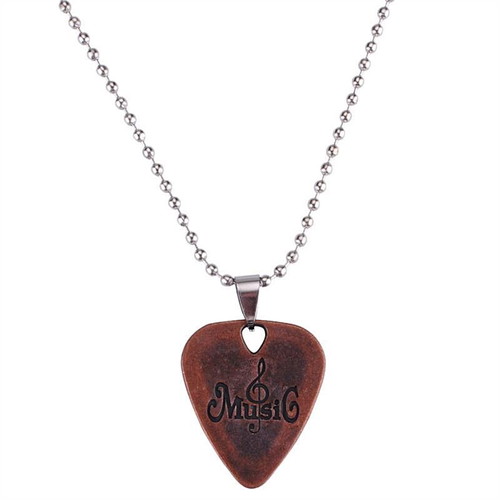 Guitar Pick Necklace Brown new, zinc alloy