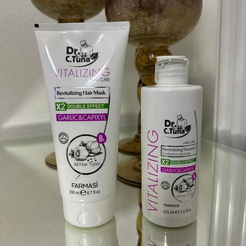 Dr. C. Tuna Vitalizing Hair Mask and Shampoo with Garlic and Capixyl new