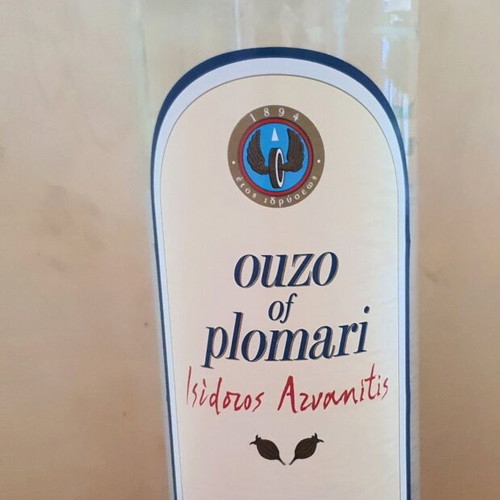 Ouzo of Plomari Isidoros Arvanitis 700ml with metal case new