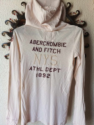 Abercrombie & Fitch women's long-sleeve hoodie top like new, beige, XS