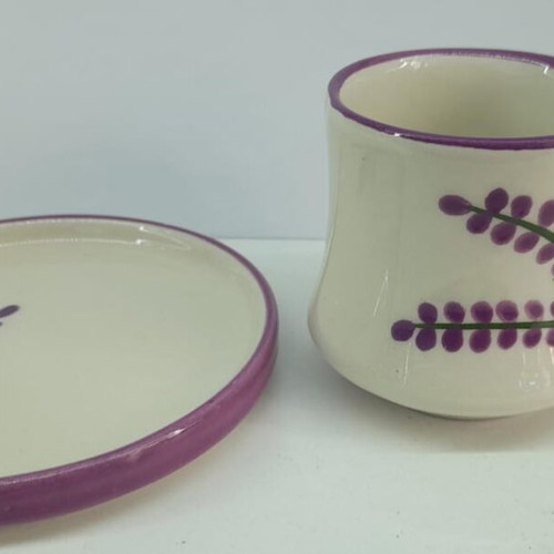 Ceramic cup handmade new with saucer