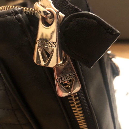 Guess black leather quilted shoulder bag used