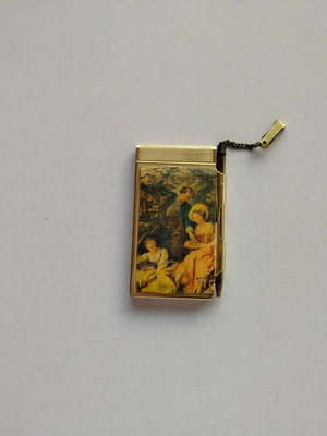 Vintage metal pocket notebook with built-in pencil and papers, Japan No14917 used