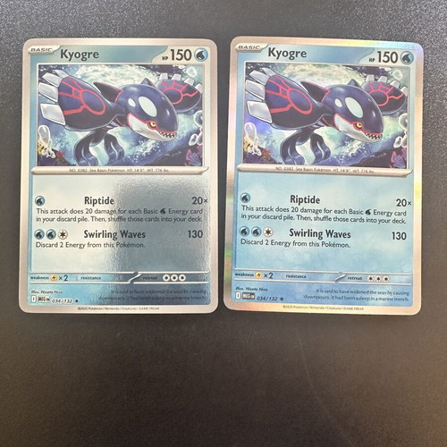 Kyogre 034/132 Mega Evolution Pokemon card, holo and reverse