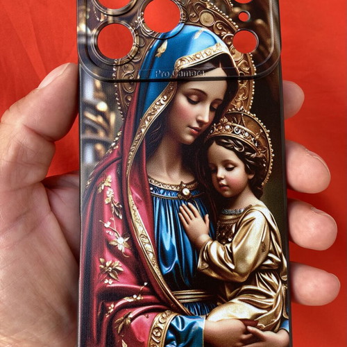 iPhone 17 Pro Max silicone case with Theotokos and Infant Jesus design new