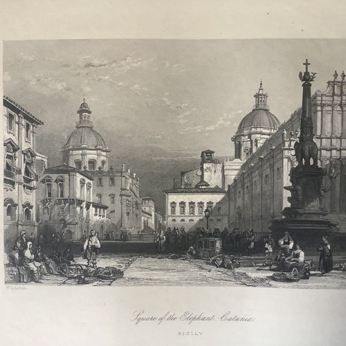 Chalcography 1840 Catania Elephant Square used 33x23cm