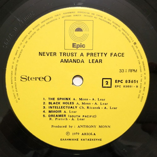 Amanda Lear Never Trust A Pretty Face vinyl record used